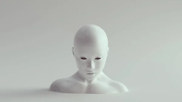 Non Binary Female Male Humanoid Alien White Bust Head Shoulders — Stock Photo, Image