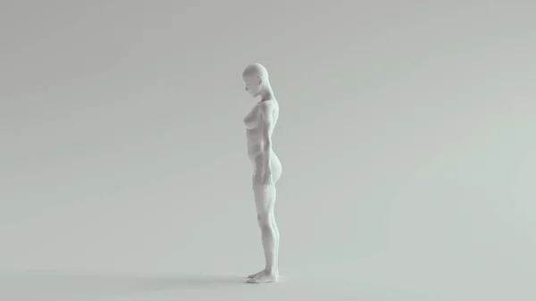 ホワイト非バイナリ女性強い中性立ちポーズ左3Dイラスト — ストック写真