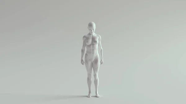 Белые Бинарные Женские Стринги Neutral Standing Pose Front Иллюстрация — стоковое фото