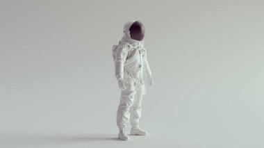 White Ace Astronaut with Black Visor 3d illustration clipart