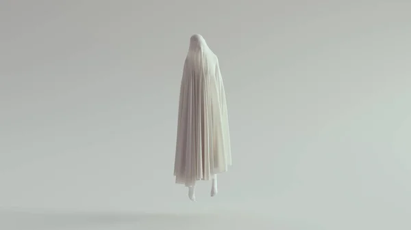 White Ghost Spirit Schwebt Gequälte Pose Illustration — Stockfoto