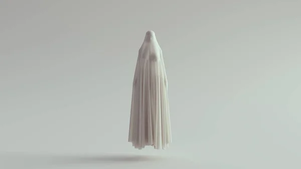 White Ghost Spirit Floating Long Death Shroud Illustration — стоковое фото