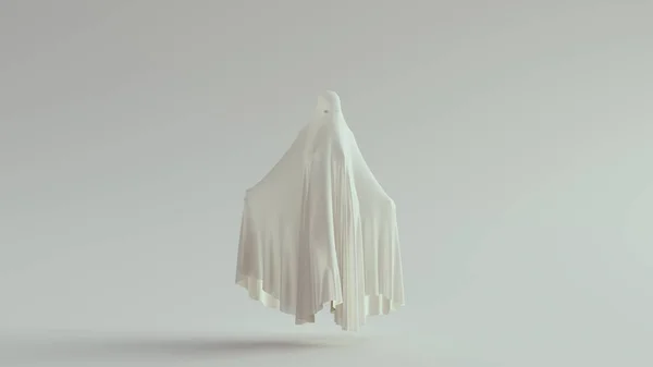Espírito Fantasma Branco Flutuando Com Braços Para Fora Mortalha Morte — Fotografia de Stock