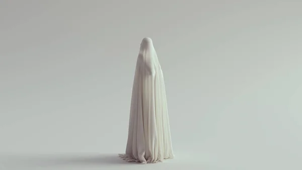 White Ghost Spirit Standing Looking Its Shoulder Death Shroud Illustration — Stock Photo, Image