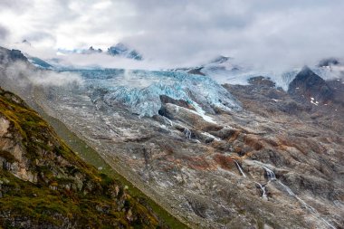 Buzul manzarası, Mont Blanc büyük dağları, Fransa. 