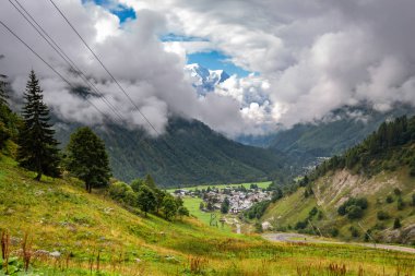 Mont Blanc view over Le Tour village Chamonix, France.