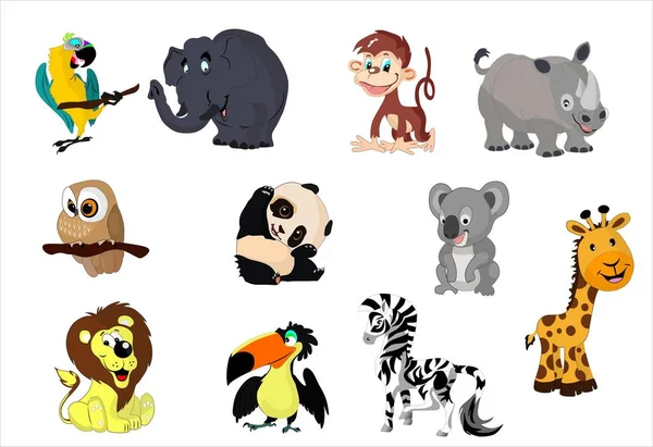 Reihe Von Cartoon Vektorbild Wilder Tiere — Stockvektor