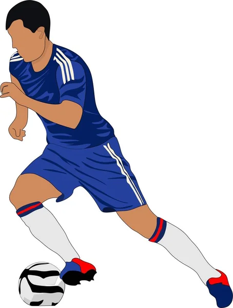 Futbolista Corre Con Pelota — Vector de stock