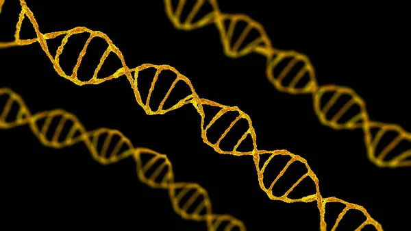 このシーンの表示が顕微鏡下で Dna 分子に 濃い色の背景 コンセプト分子生物学 バイオ テクノロジー ゲノム デオキシリボ核酸 レンダリング — ストック写真