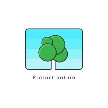 logo, mavi bir arka plan üzerinde ağaç doğa korumak