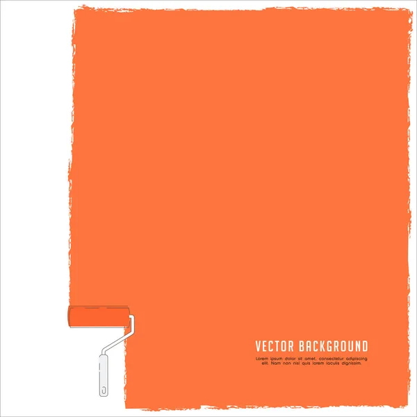 Roller Orange Paint Paints White Background — Stock Vector