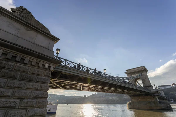 Chain Bridge Budapest Hungary Summer Winter Day — Stock Photo, Image