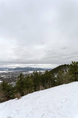 Nagykovacsi, Macaristan yakınındaki da-Zsiros (Pilis) Dağı'nda kış günü.