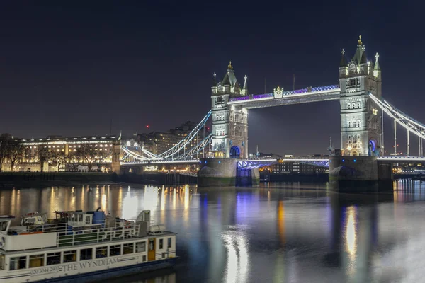 London Storbritannien 2018 Tower Bridge London Vinternatt — Stockfoto