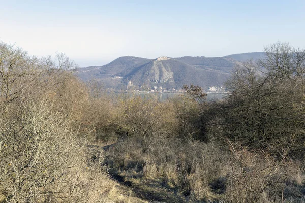 Caminhadas Nas Montanhas Borzsony Com Castelo Visegrad Fundo — Fotografia de Stock