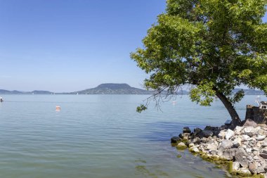 Fonyod'dan Balaton Gölü görünümü, Macaristan.