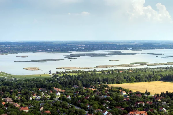 Vista Del Lago Velence Hungría Desde Torre Observación Bence Hegy — Foto de Stock