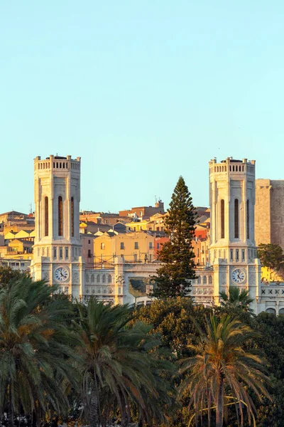Pohled Město Cagliari Ostrově Sardinie Itálie Civic Palace Popředí — Stock fotografie