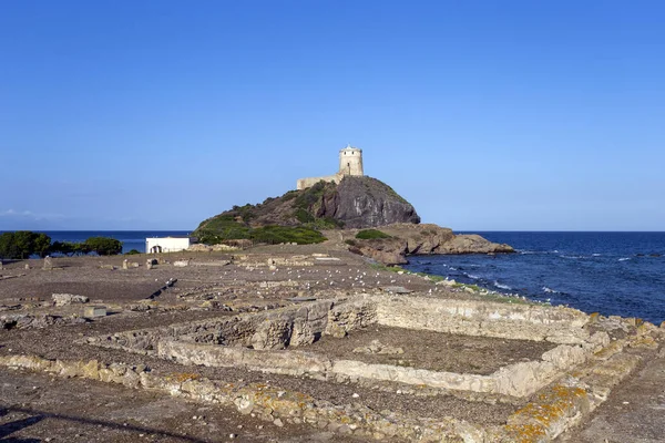 Sítio Arqueológico Nora Com Torre Espanhola Fundo — Fotografia de Stock