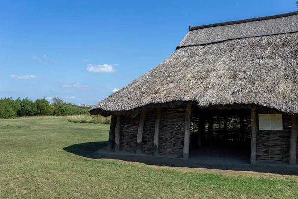 Iron age house at the Archeological park in Szazhalombatta, Hungary. Built on the neolithic tumulus field at the edge of the town.