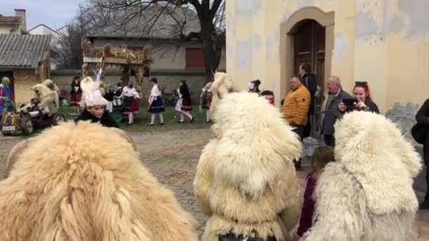 Busojaras Buso Walking Annual Masquerade Celebration Sokci Ethnic Group Living — Stock Video