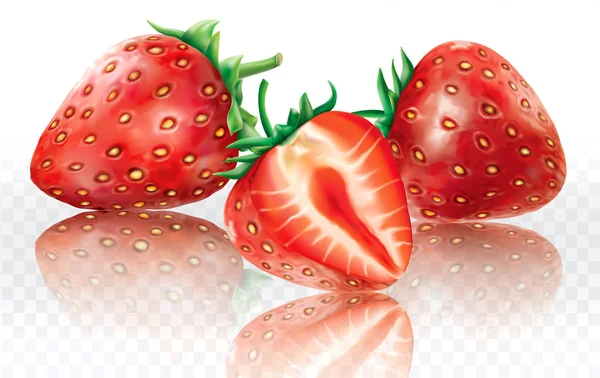 Strawberry White Transparent Background Vector Illustration — Stock Vector