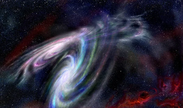 Két Spirálgalaxis Ütközése Világűrben Művészeti Koncepció — Stock Fotó