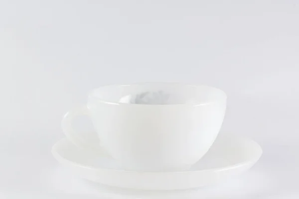 Egy Fehér Csésze Fehér Háttér — Stock Fotó