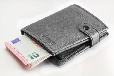 euro banknotlar, beyaz arka plan ile temel cüzdan