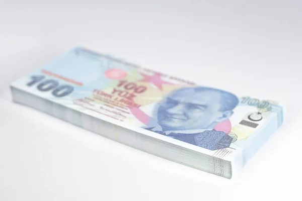 Turecká Lira Bankovka Izolovaném Úschovně — Stock fotografie