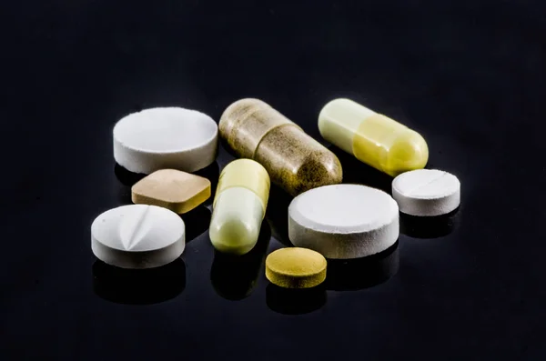 Comprimidos Medicina Conjunto Isolado — Fotografia de Stock