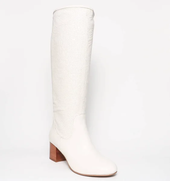 Vrouwen Demi Seizoen Hoge Laarzen Geïsoleerd Witte Achtergrond — Stockfoto