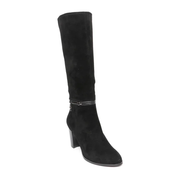 Mulheres Demi Temporada Botas Altas Isoladas Fundo Branco — Fotografia de Stock