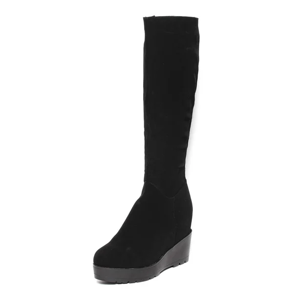 Mulheres Demi Temporada Botas Altas Isoladas Fundo Branco — Fotografia de Stock