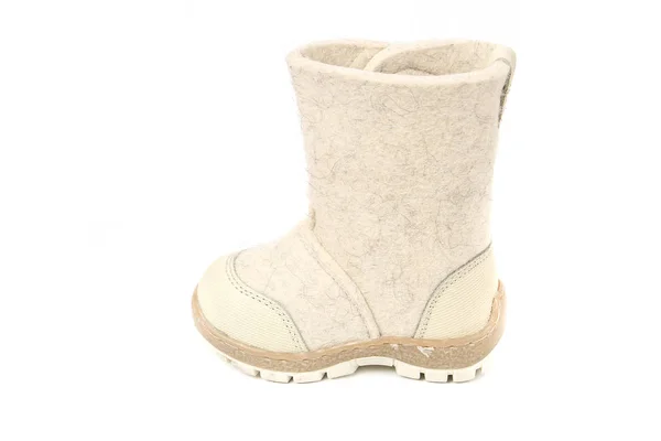 Winter Boot Shoe Kid White Background — Stock Photo, Image