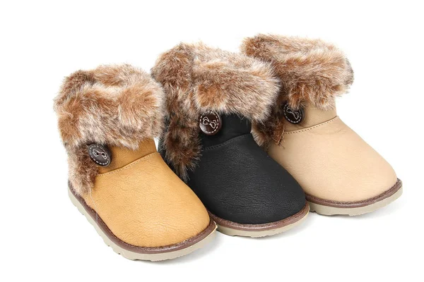 Winterschuh Für Kinder Auf Weißem Hintergrund — Stockfoto