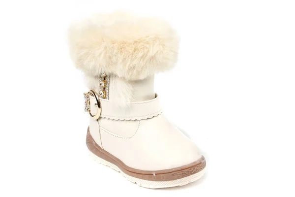 Winterschuh Für Kinder Auf Weißem Hintergrund — Stockfoto