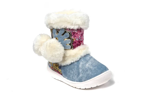 Kış Çizme Nın Ayakkabı Beyaz Arka Plan Üzerinde Çocuk Için — Stok fotoğraf
