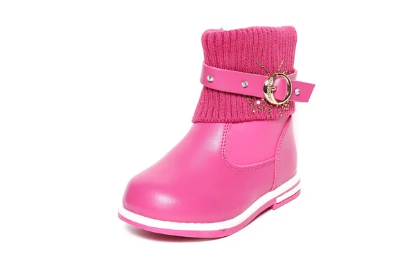 Sapato Bota Inverno Para Criança Fundo Branco — Fotografia de Stock