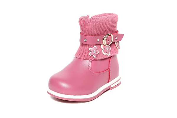 Chaussure Hiver Pour Enfant Sur Fond Blanc — Photo