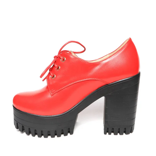 Mulheres Demi Temporada Sapatos Couro Isolado Fundo Branco — Fotografia de Stock