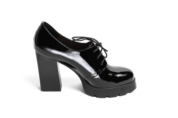 Mulheres Demi Temporada Sapatos Couro Isolado Fundo Branco — Fotografia de Stock