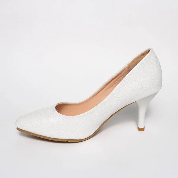 Sapatos Femininos Couro Isolado Fundo Branco — Fotografia de Stock