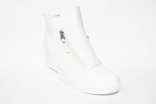 Chaussures Femme Cuir Isolé Sur Fond Blanc — Photo