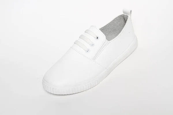 Sapatos Femininos Couro Isolado Fundo Branco — Fotografia de Stock