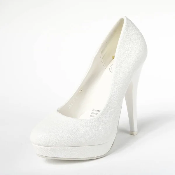 Chaussures Femme Cuir Isolé Sur Fond Blanc — Photo