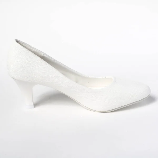 Chaussures Femme Cuir Isolé Sur Fond Blanc — Photo