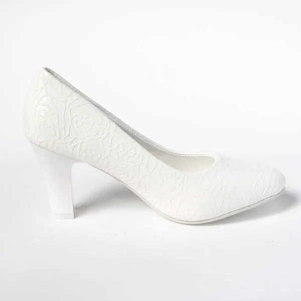 Chaussures Femme Cuir Isolé Sur Fond Blanc — Photo