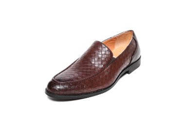 Office deri üzerinde beyaz izole ayakkabı adam