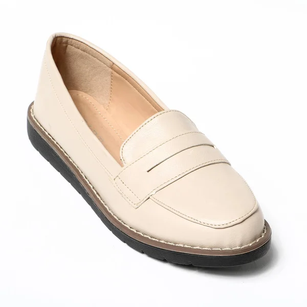 Chaussures Femme Cuir Isolé Sur Fond Blanc — Photo